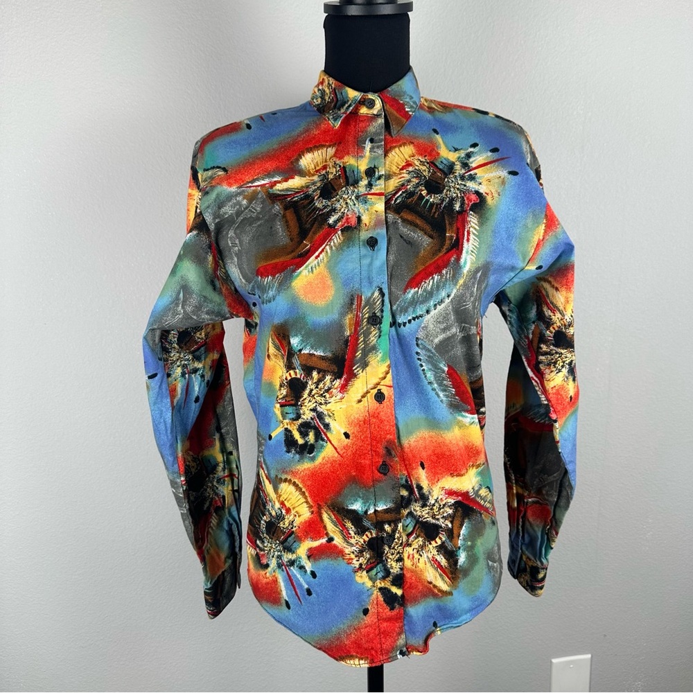 Vintage Rocky Mountain Shirt Size XS USA Made Native Rodeo Cowgirl Ranch Western